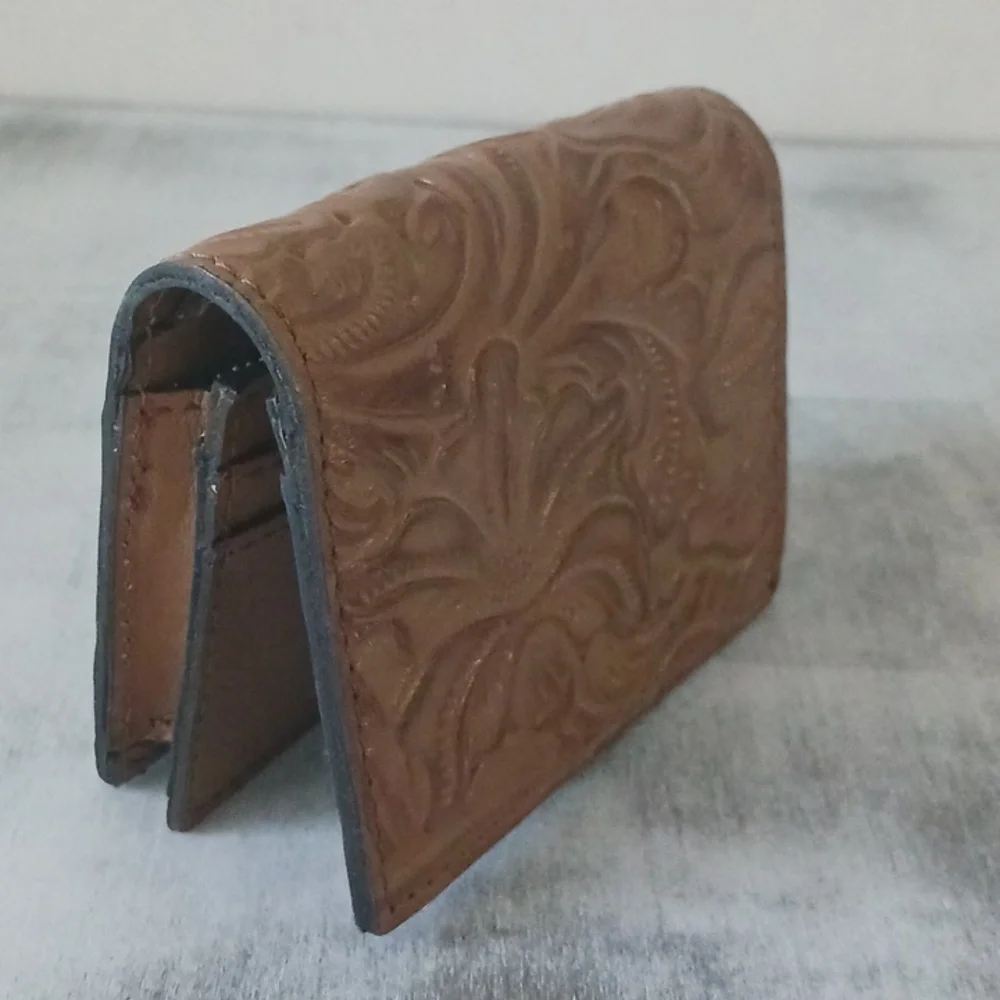 Patricia NASH Brown Leather Small Wallet Tooled Clara Biscuit